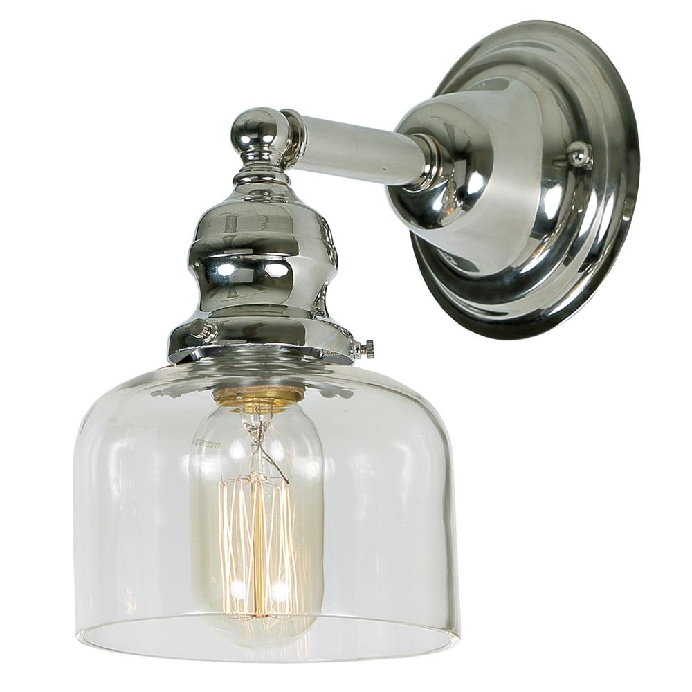 JVI Designs 1210-15 S4 Union Square One light Union Square Shyra wall sconce polished nickel finish 5" Wide, clear mouth blown glass shade